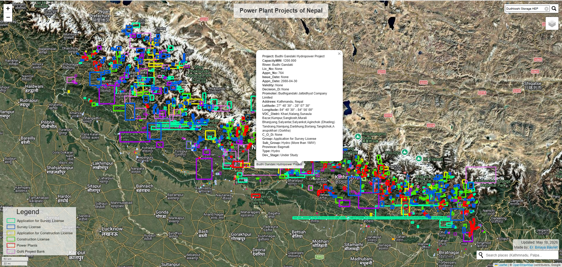 GIS Database & Interactive Web Map for Nepal's Energy Projects